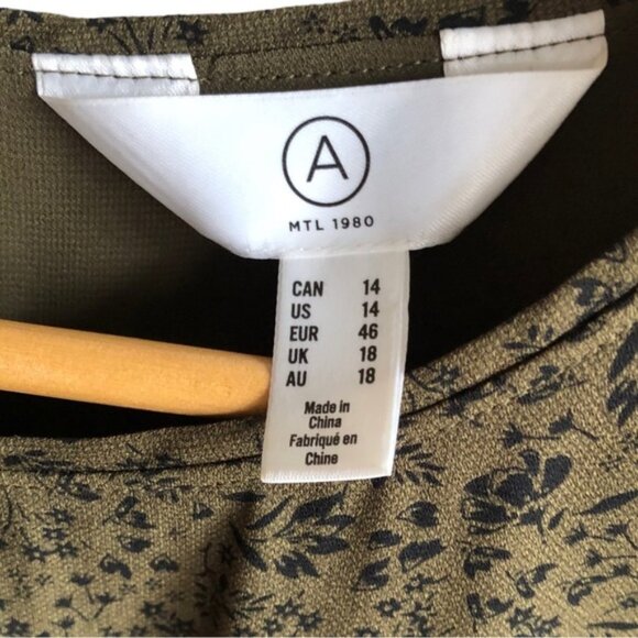 Addition Elle Tunic Dress US 14 Belted Olive Green Floral - Picture 10 of 12